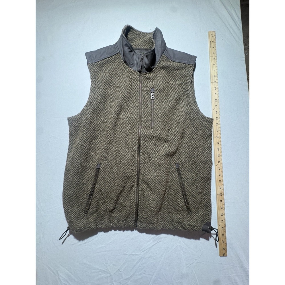 Orvis 1856 Men’s Large Herringbone Fleece Full Zip Vest Gray Outdoor Hiking